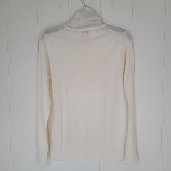 J. Crew Turtleneck Sweater Women's Sz L Merino Wool Ivory Lightweight - Picture 2 of 9